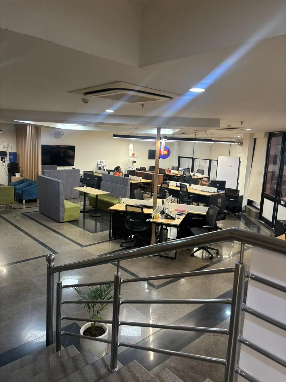 Lounge and breakout seating area at Seven Wealth’s Aerocity, Mohali office